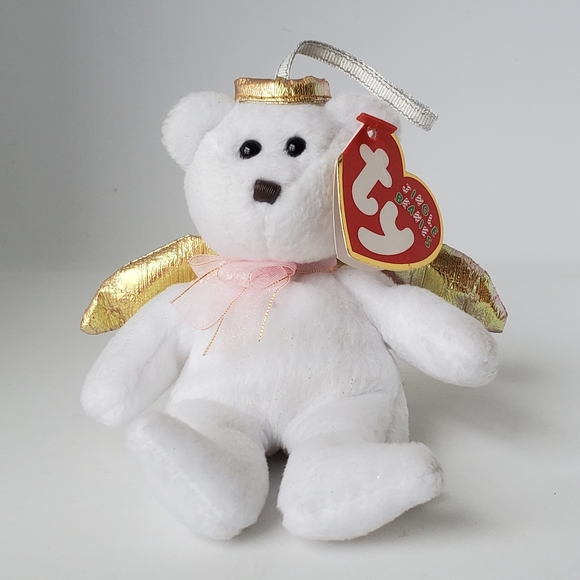 Vintage 2002 TY Halo II the Angel Bear Jingle Beanie Holiday Christmas Ornament - Picture 1 of 11